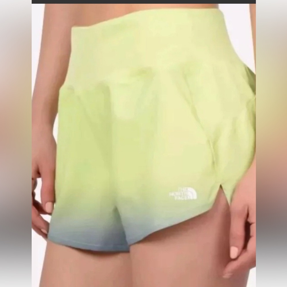 The North Face Women's Athletic Shorts - Lime and Blue size L